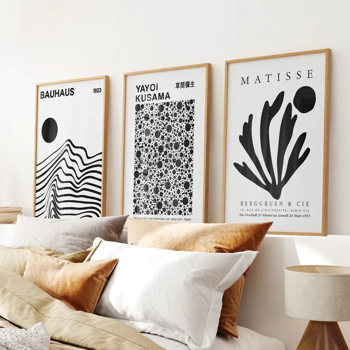 3er Set schwarz-weiße minimalistische Drucke