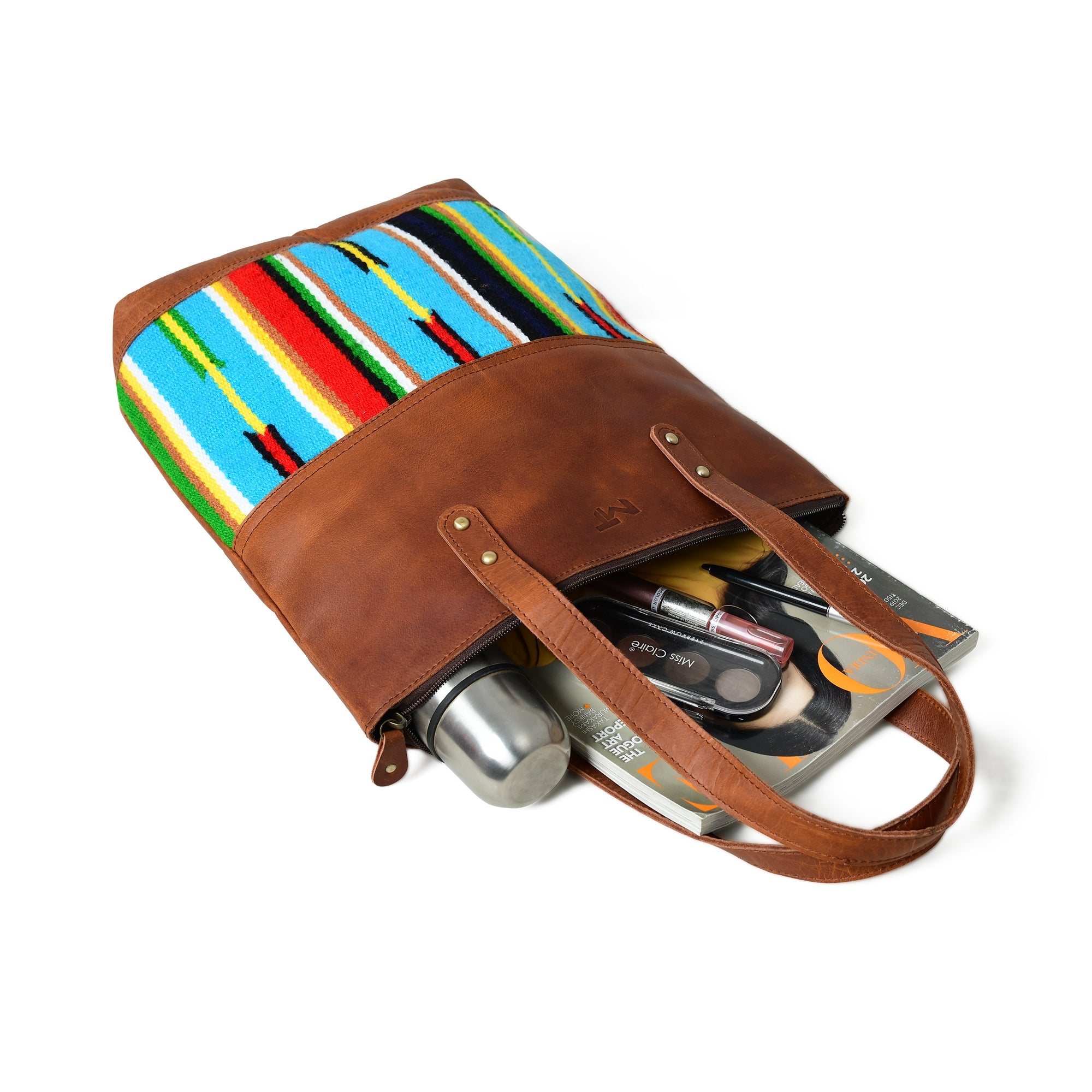 Mehrfarbige Ledertasche