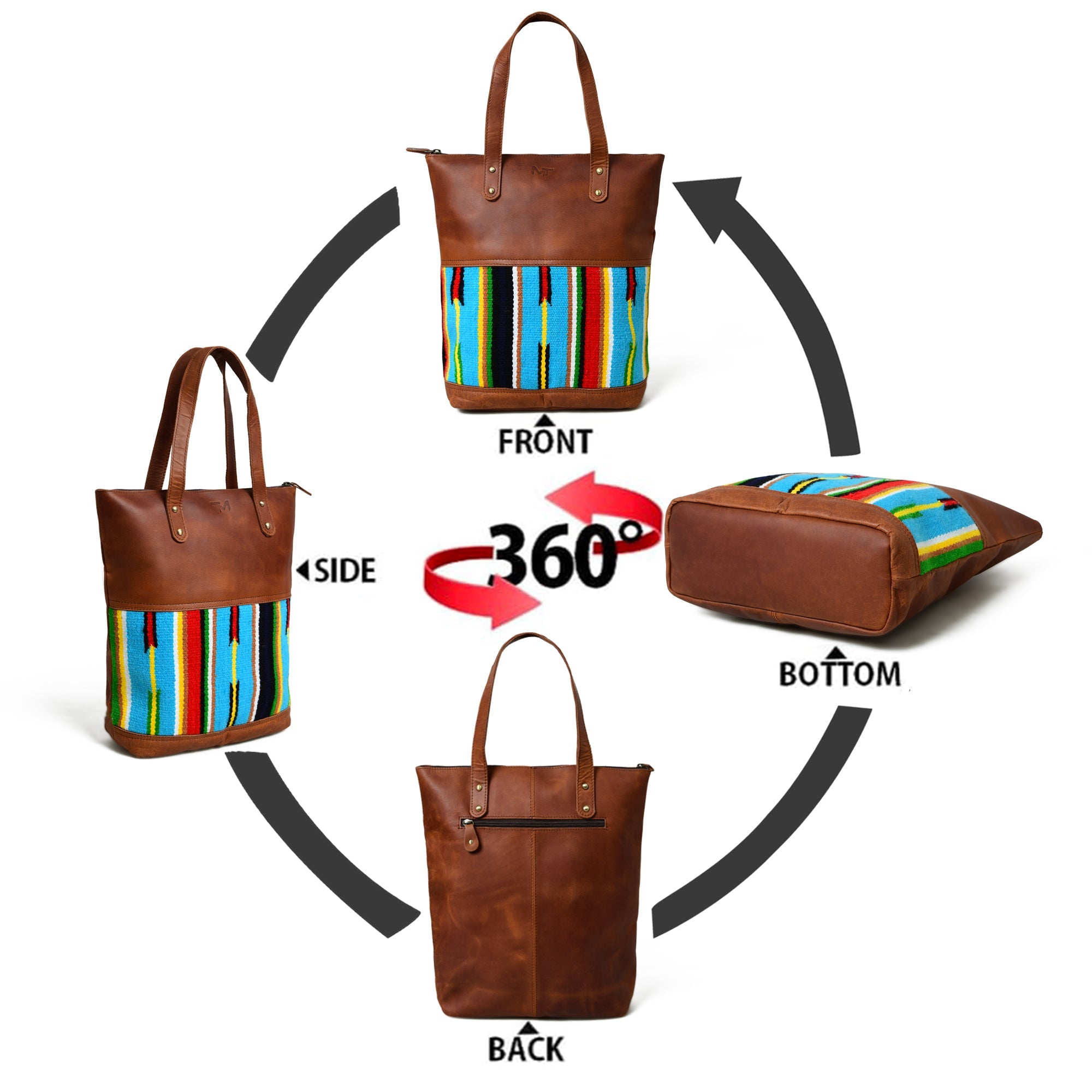 Mehrfarbige Ledertasche