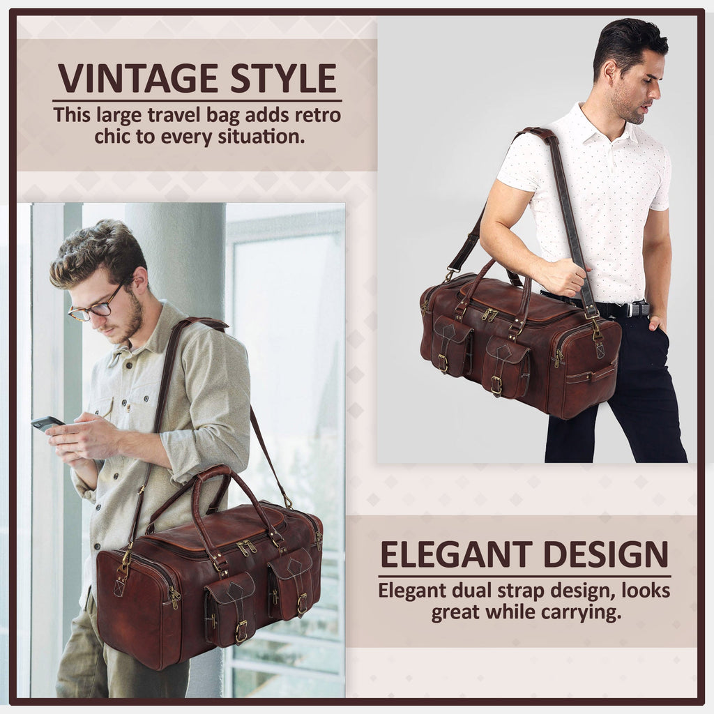 Vintage Dunkelbraune Reisetasche