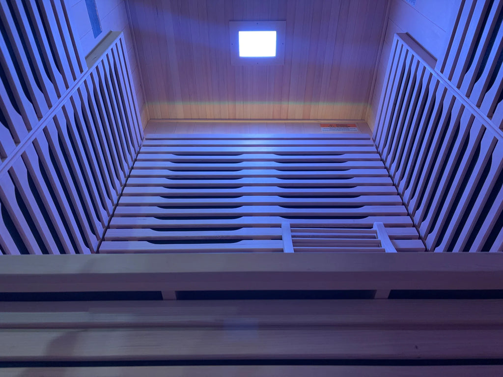 Blisspod | Milano | Vollspektrum-Sauna | Kanadisches Hemlockholz | Ultra-niedrige EMF | 5 Ferninfrarot- & 1 Rotglas-Heizstrahler | Chromotherapie | Für bis zu 2 Personen