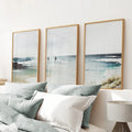 Navy Blue Watercolor Beach House Decor. Set of 3 Wall Art