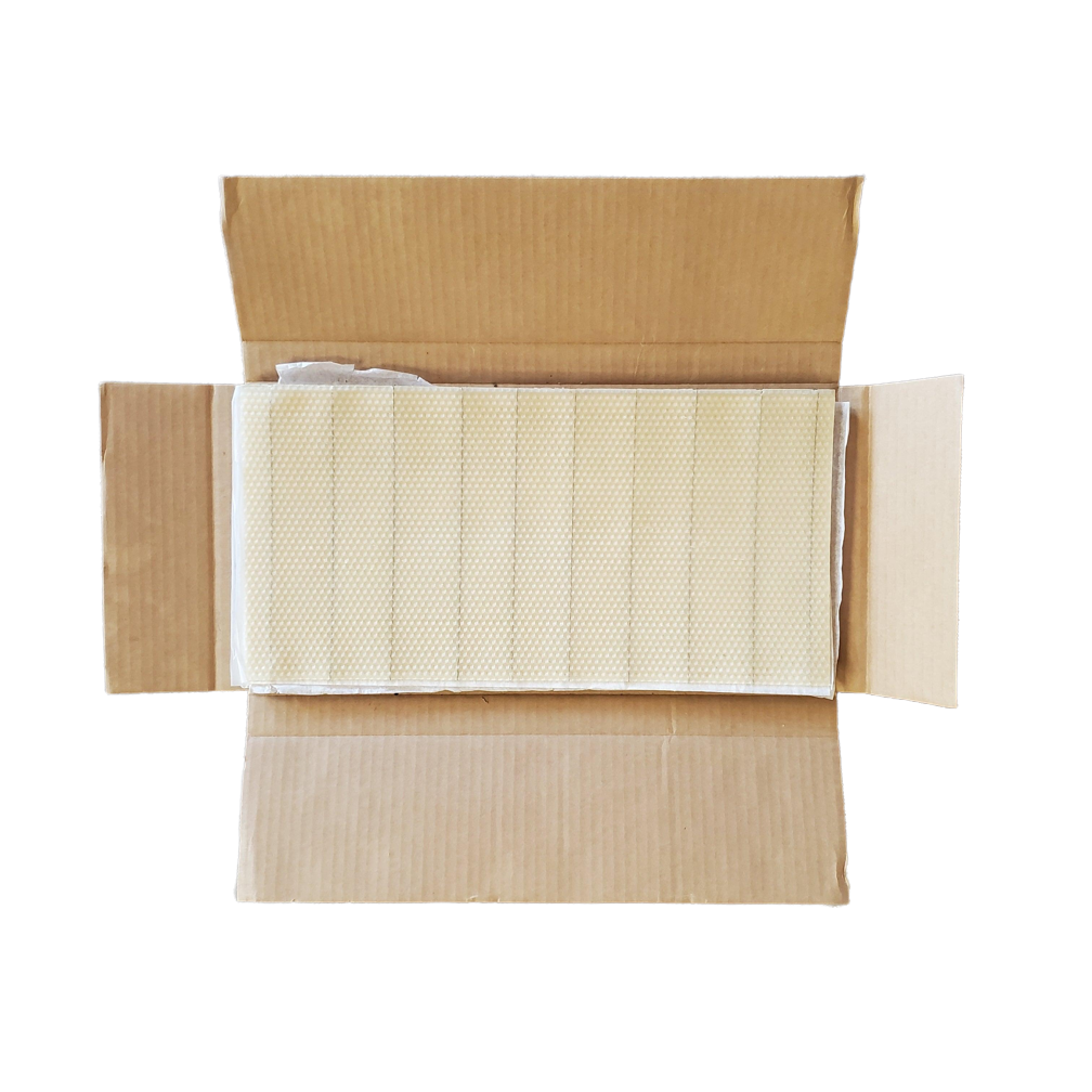 Tiefgeprägte Bienenwachs-Mittelwand – Gedrahtet mit Haken – 8 3/8 Zoll