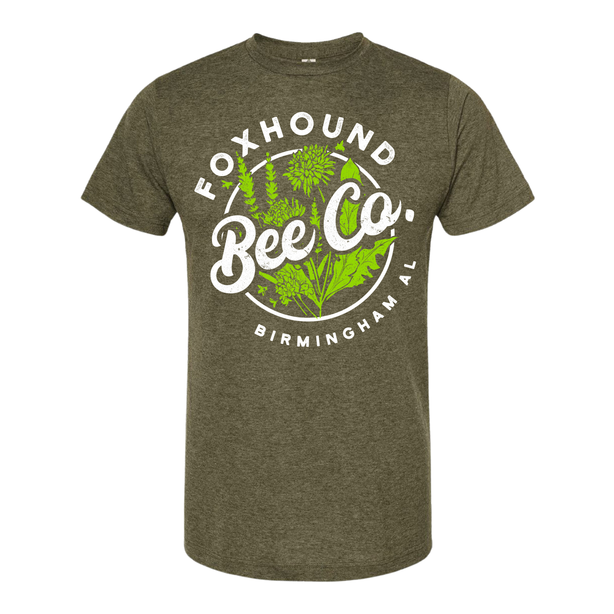 Heather Military Green Round Short Sleeve Shirt