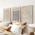 3er Set Pastell Beige Kunstdrucke. Henri Matisse und Yayoi Kusama