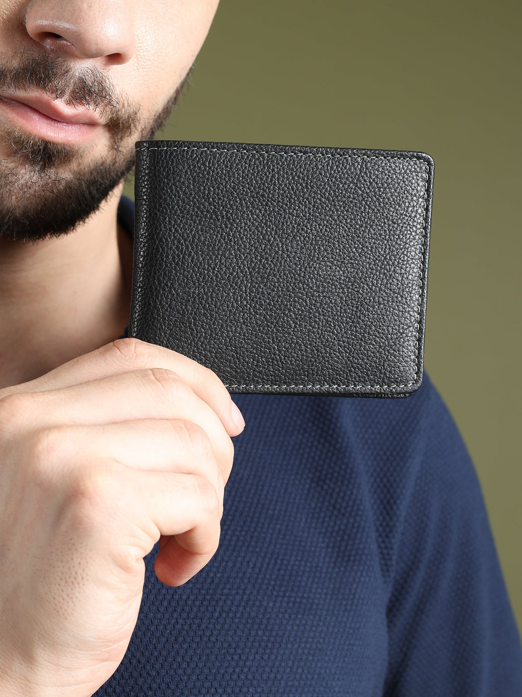 Herren-Geldbörse aus schwarzem strukturiertem Leder