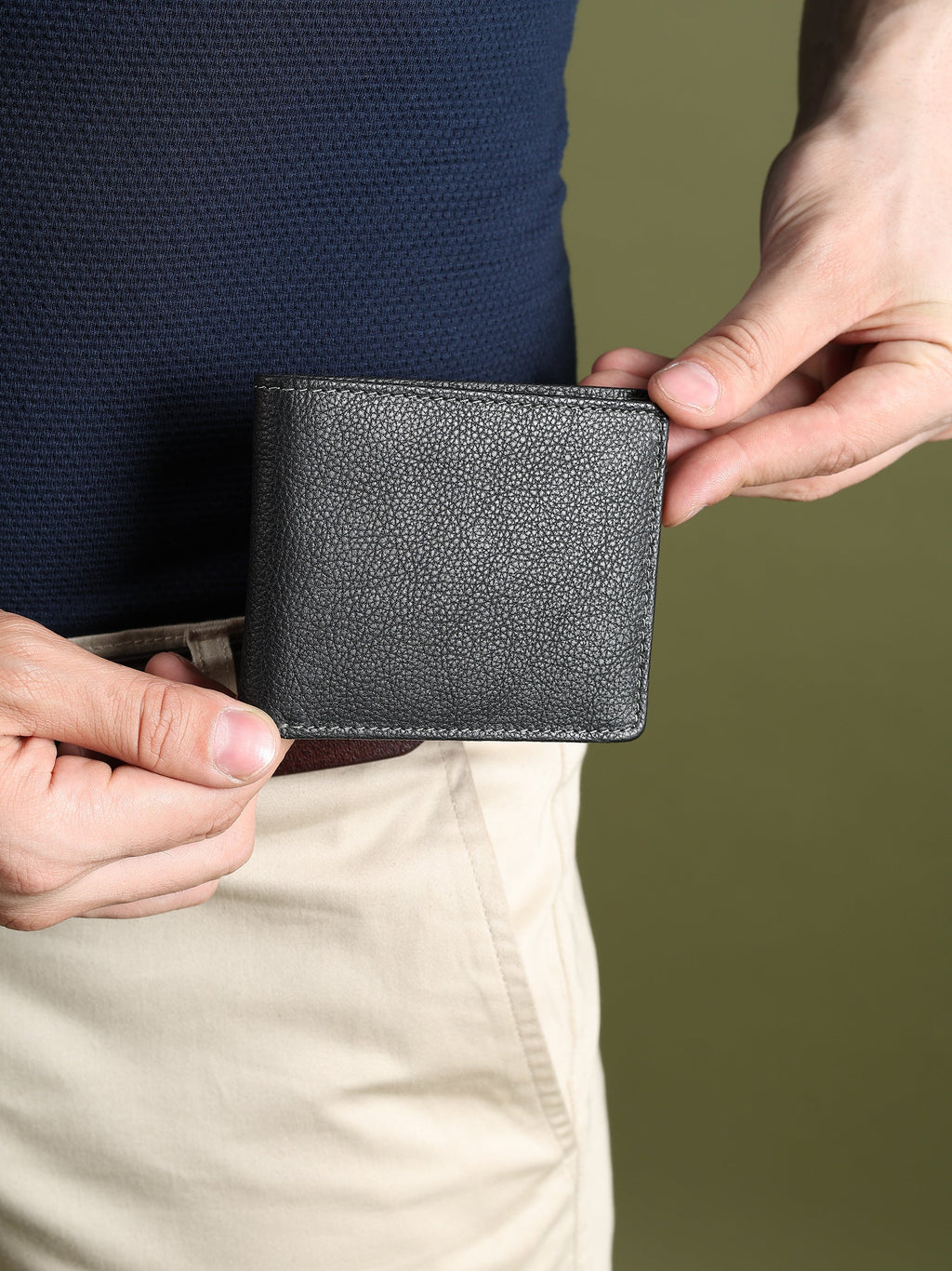 Herren-Geldbörse aus schwarzem strukturiertem Leder