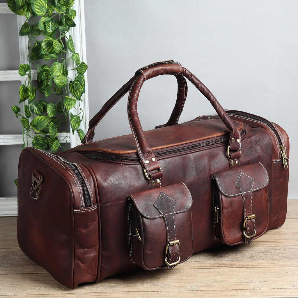 Vintage Dunkelbraune Reisetasche
