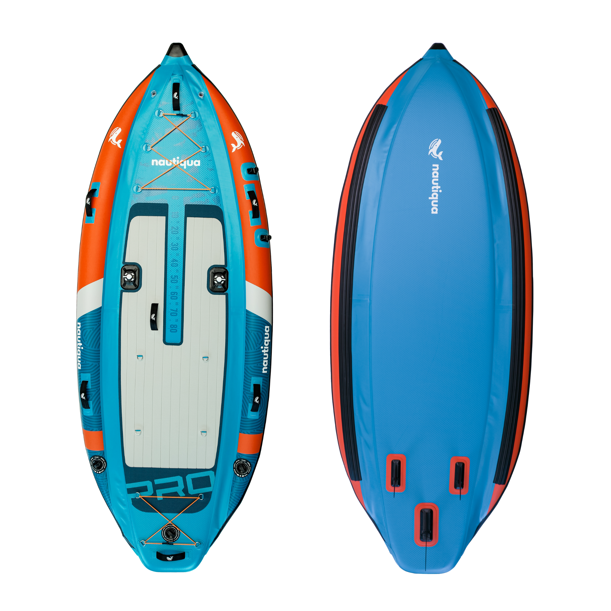 Nautiqua | CAPRI | Aufblasbares Deluxe 3-Kammer Angel-SUP Board mit Drop-Stitch-Technologie | 1 Person | 150 kg Tragkraft | Handpumpe & Tragetasche inklusive