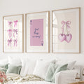 Trendige rosa Schleifen Wandkunst Mädchenhafter Druck Deko-Set