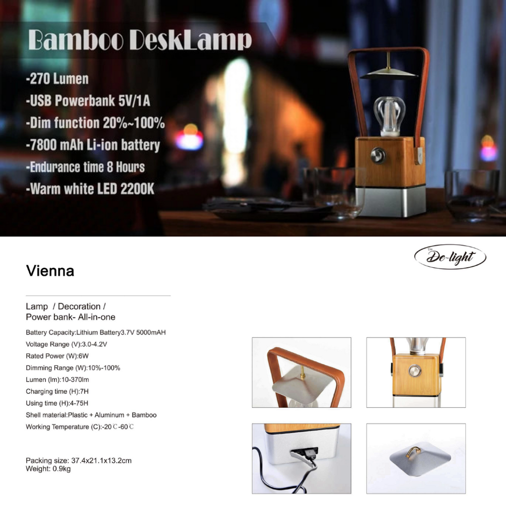 TRU De-LIGHT VIENNA Dimmbare Schreibtischlampe - Lampe / Powerbank / Dekoration All-in-One