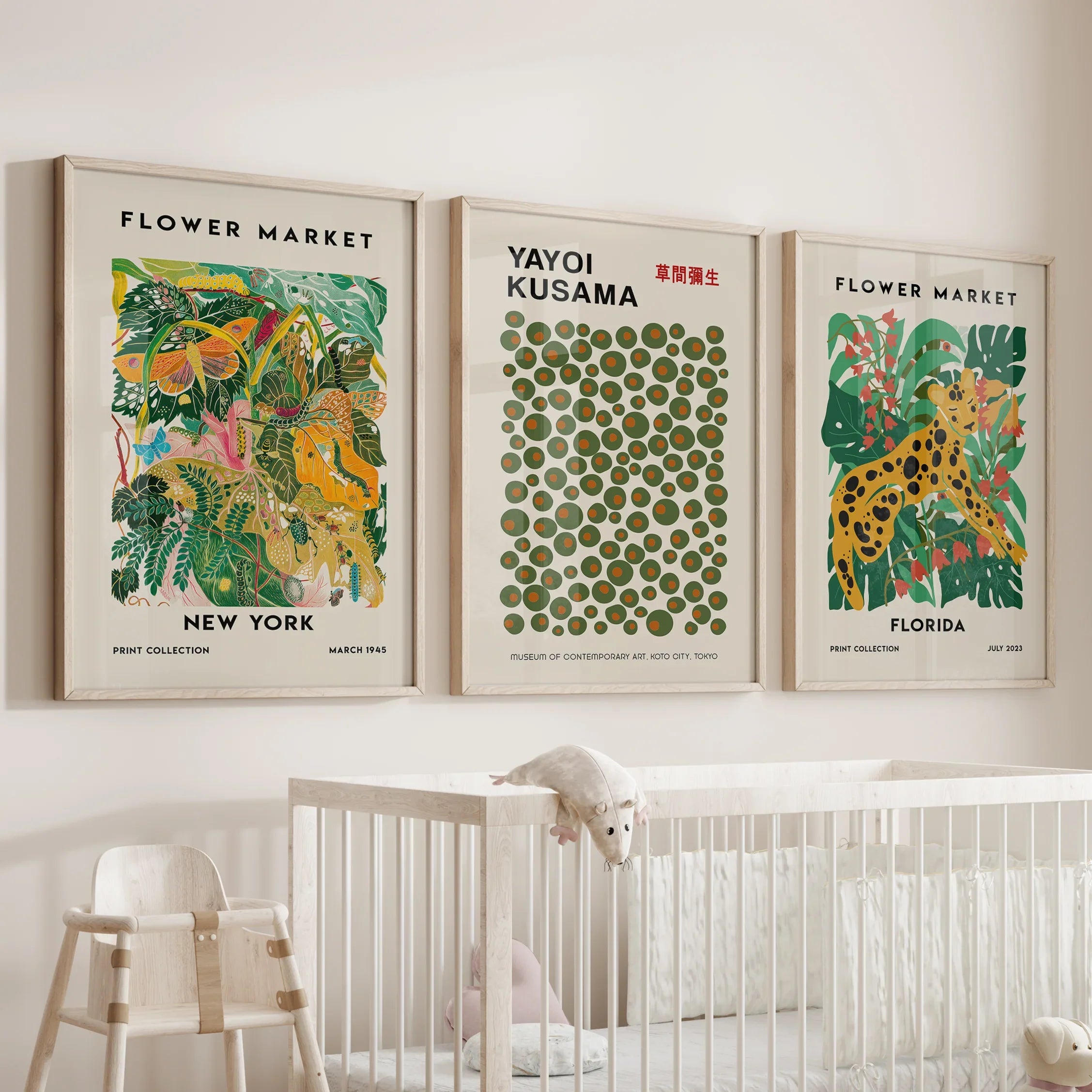 Flower Market, Kusama Art Prints. Modern Tropical Wall Decor